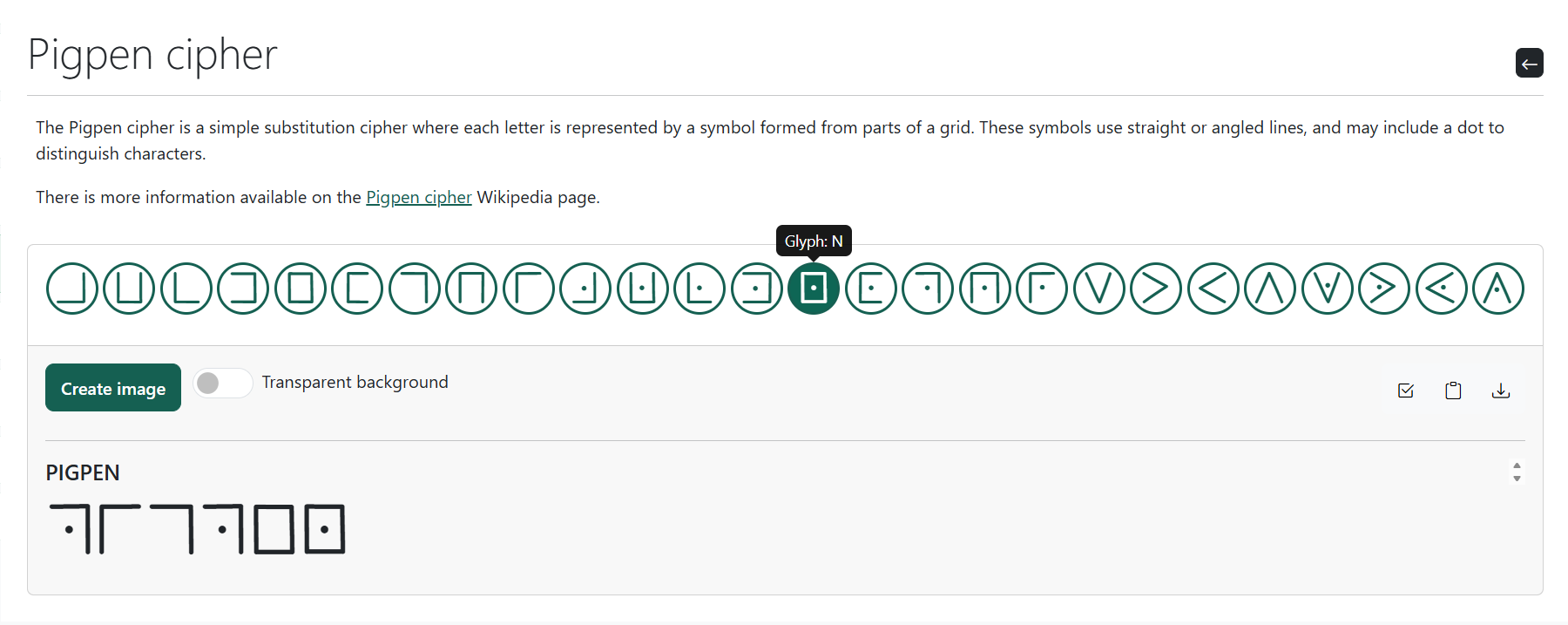 Example pigpen cipher text